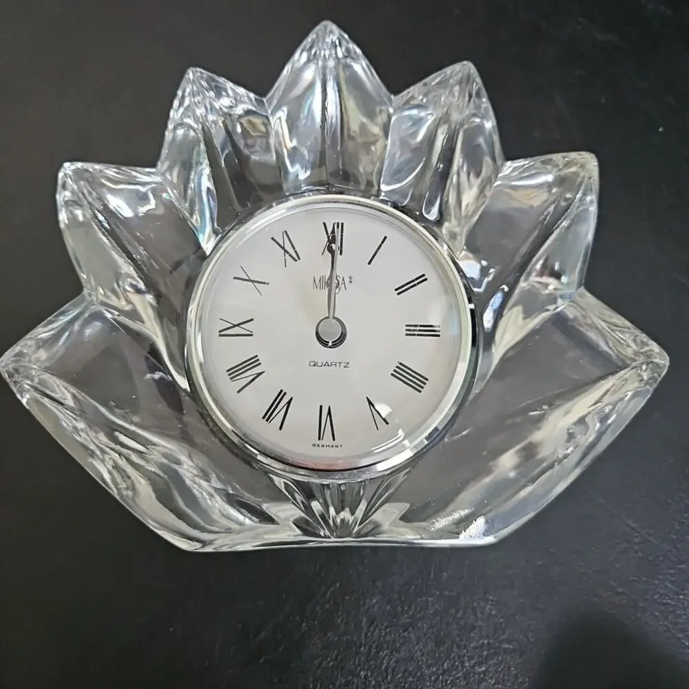 Vintage Mikasa Fleurisse German Made Desk‎ Gift Clock Crystal Quartz